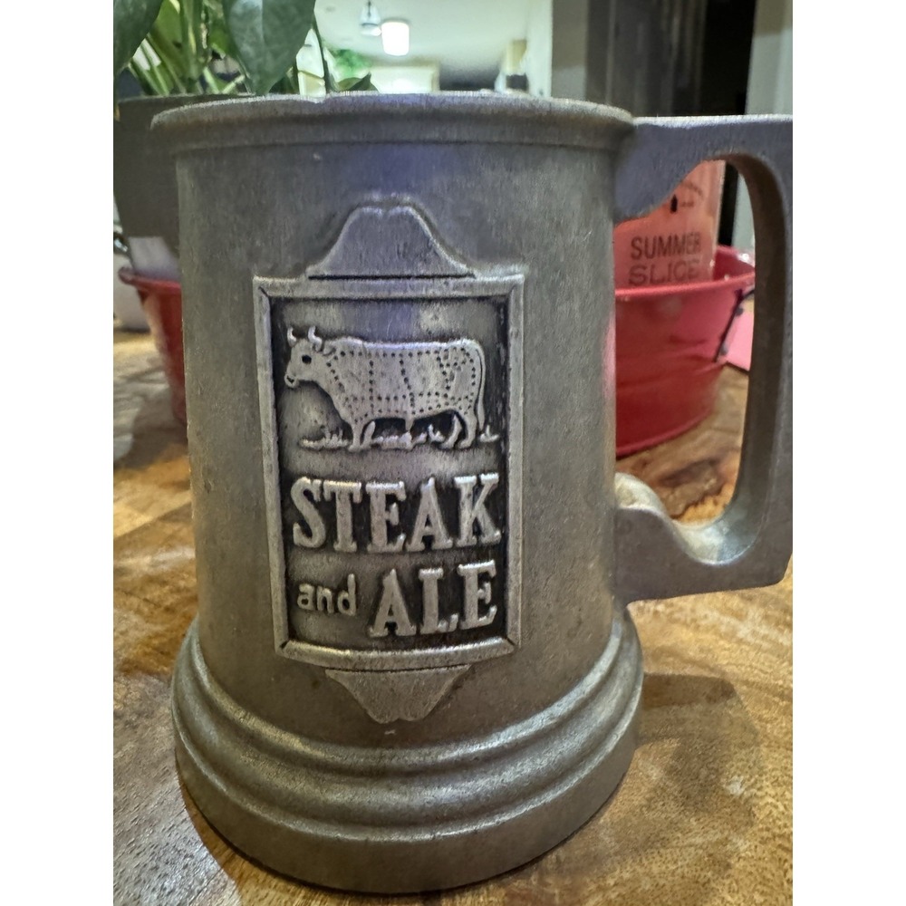 RWP Pewter Steak N' Ale Restaurant Advertisement‎ Beer Stein Mug Wilton Colombia